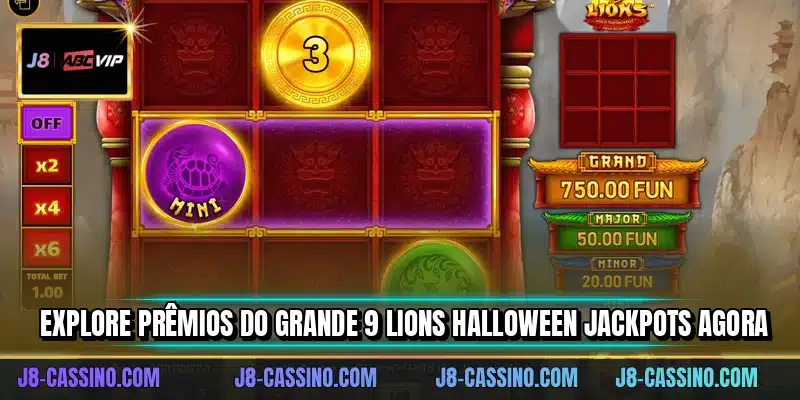 Explore prêmios do grande 9 Lions Halloween Jackpots agora